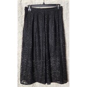 Mossimo Womens Lace Midi Skirt Size 4 Black Whimsigoth Dark Romantic Sheer Lined